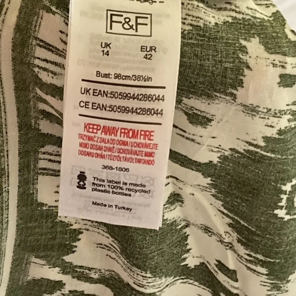 BNWT F&F Olive Green Aztec Pattern Lightweight Grandad Collared Blouse Size 14 - Picture 12 of 13